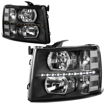 FAROS 07-13 CHEVY SILVERADO 1500 / 07-14 CHEVY SILVERADO 2500 / 3500 & HD MODELS - LED - REFLECTOR - BLACK HOUSING / CLEAR CORNER - H11 LOW BEAM / 9005 HIGH BEAM