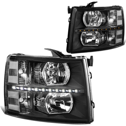 FAROS 07-13 CHEVY SILVERADO 1500 / 07-14 CHEVY SILVERADO 2500 / 3500 & HD MODELS - LED - REFLECTOR - BLACK HOUSING / CLEAR CORNER - H11 LOW BEAM / 9005 HIGH BEAM