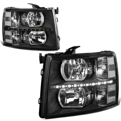 FAROS 07-13 CHEVY SILVERADO 1500 / 07-14 CHEVY SILVERADO 2500 / 3500 & HD MODELS - LED - REFLECTOR - BLACK HOUSING / CLEAR CORNER - H11 LOW BEAM / 9005 HIGH BEAM