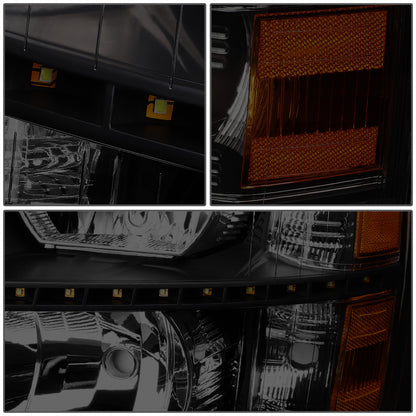 FAROS 07-13 CHEVY SILVERADO 1500 / 07-14 CHEVY SILVERADO 2500 / 3500 & HD MODELS - LED - REFLECTOR - BLACK HOUSING / AMBER CORNER / SMOKE LENS - H11 LOW BEAM / 9005 HIGH BEAM