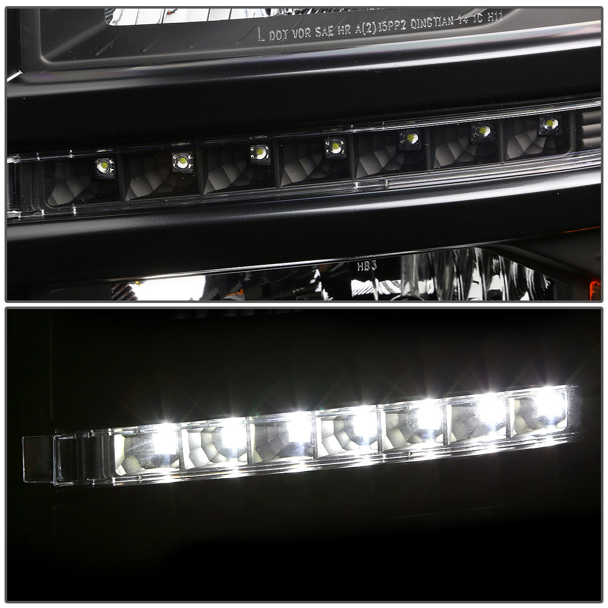 FAROS 14-15 CHEVY SILVERADO 1500, 2500HD, 3500HD 2/4-DOOR - LED DRL - BLACK HOUSING / AMBER CORNER - H11 LOW BEAM / 9005 HIGH BEAM