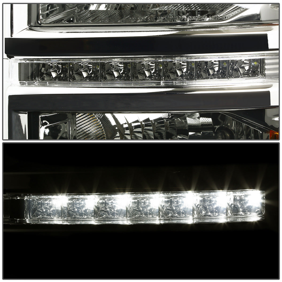 FAROS 14-15 CHEVY SILVERADO 1500, 2500HD, 3500HD 2/4-DOOR - LED DRL - SMOKE HOUSING / AMBER CORNER - H11 LOW BEAM / 9005 HIGH BEAM