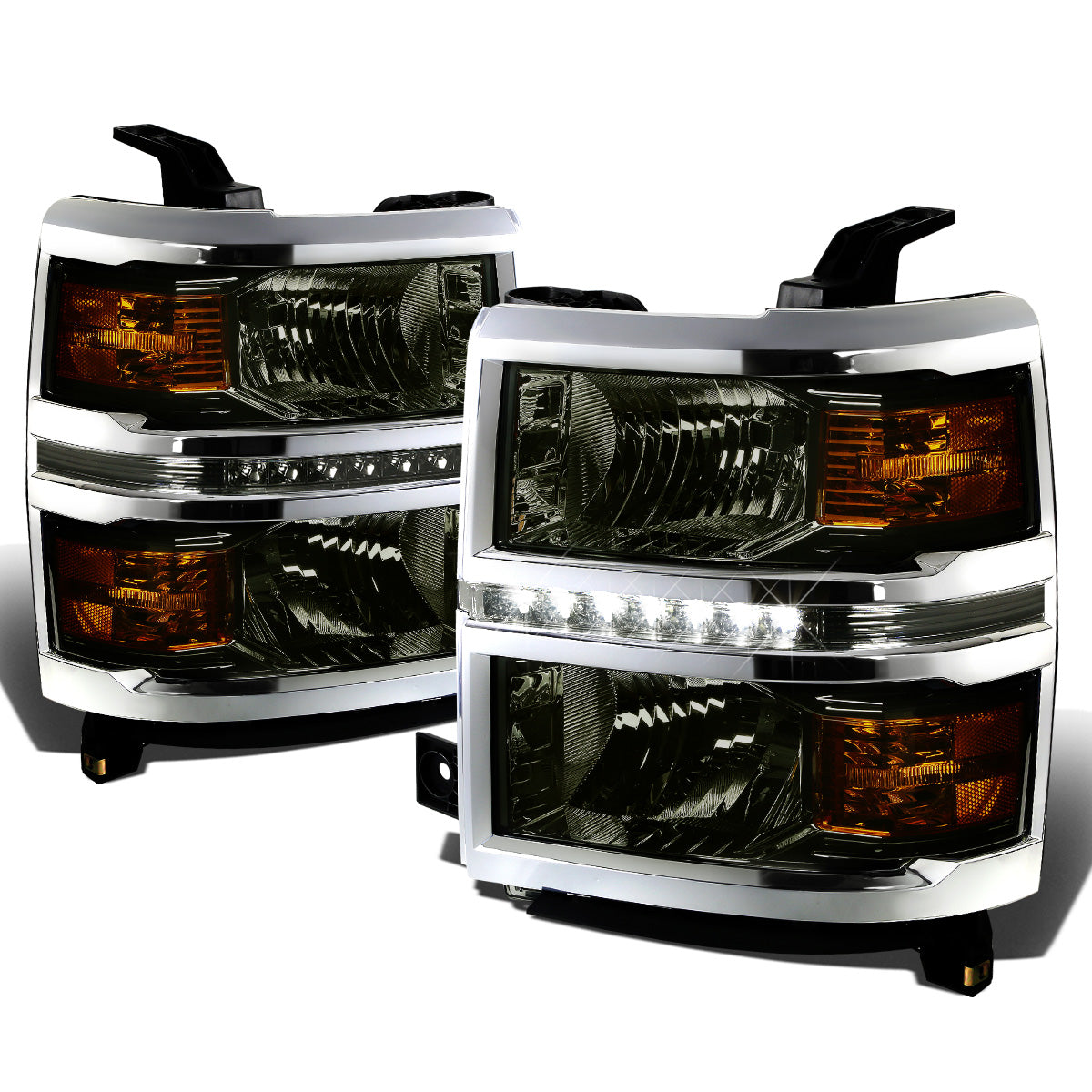 FAROS 14-15 CHEVY SILVERADO 1500, 2500HD, 3500HD 2/4-DOOR - LED DRL - SMOKE HOUSING / AMBER CORNER - H11 LOW BEAM / 9005 HIGH BEAM