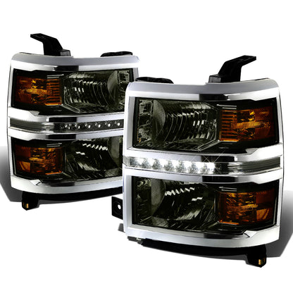FAROS 14-15 CHEVY SILVERADO 1500, 2500HD, 3500HD 2/4-DOOR - LED DRL - SMOKE HOUSING / AMBER CORNER - H11 LOW BEAM / 9005 HIGH BEAM