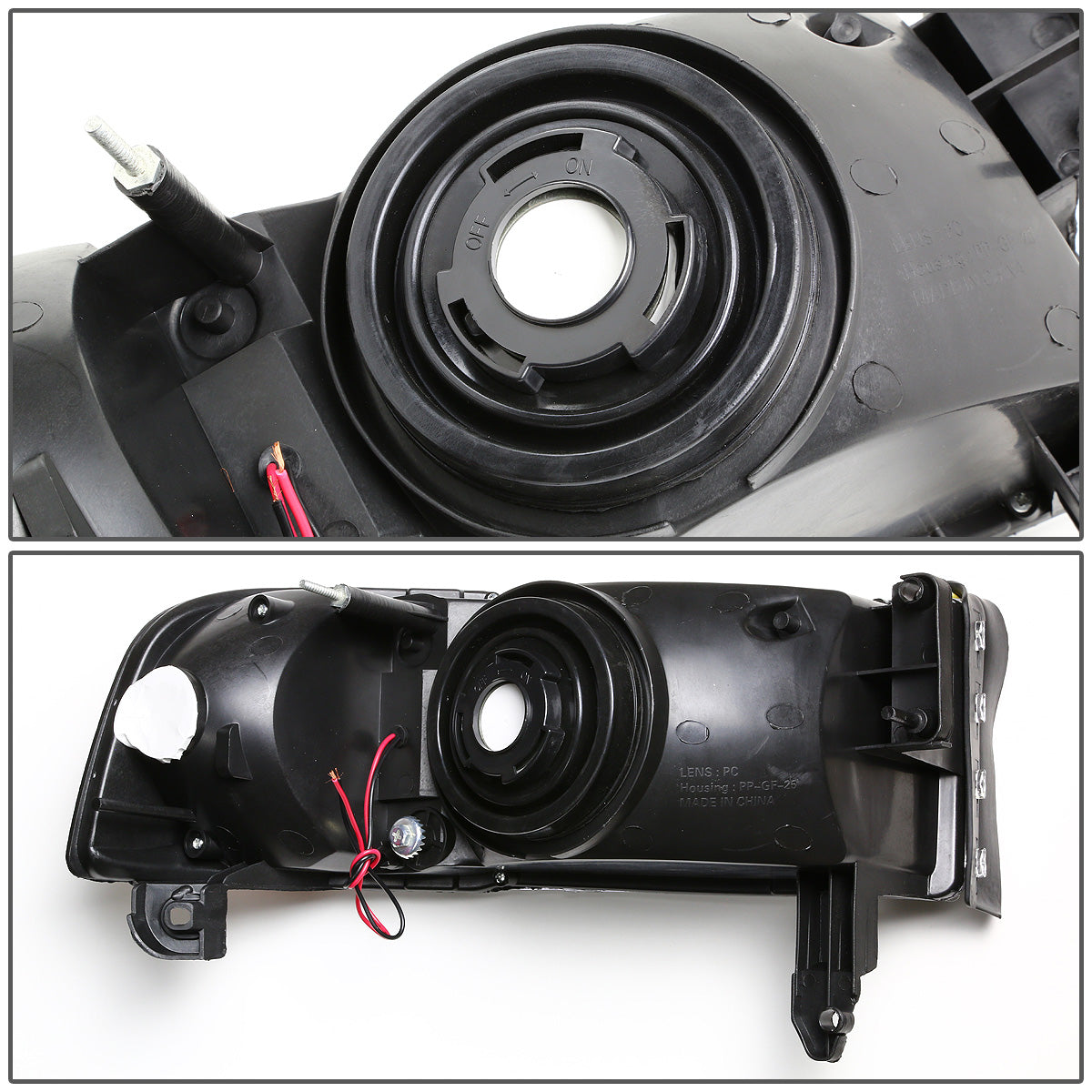 FAROS 94-02 DODGE RAM 2500, 3500 / 2001 RAM 1500 2/4-DOOR - 1PC - LED - BLACK HOUSING / AMBER CORNER - 9004 LOW BEAM / HIGH BEAM