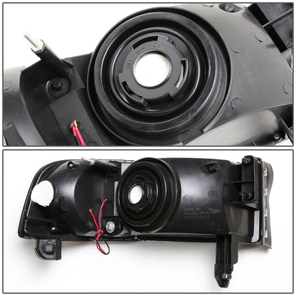 FAROS 94-02 DODGE RAM 2500, 3500 / 2001 RAM 1500 2/4-DOOR - 1PC - LED - BLACK HOUSING / AMBER CORNER - 9004 LOW BEAM / HIGH BEAM