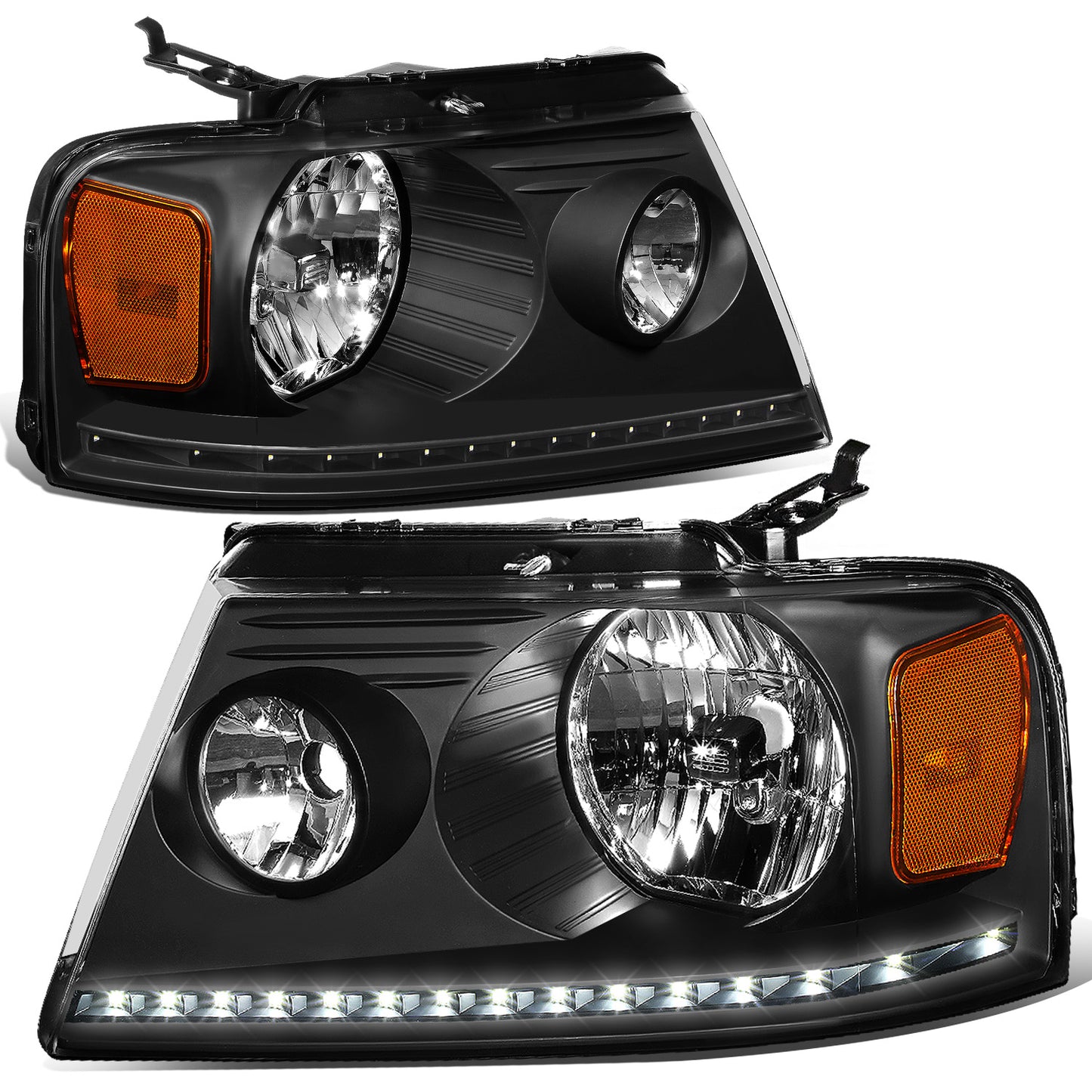 FAROS 04-08 FORD F-150 / 06-08 LINCOLN MARK LT - LED DRL - BLACK HOUSING / AMBER CORNER