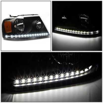 FAROS 04-08 FORD F-150 / 06-08 LINCOLN MARK LT - LED DRL - BLACK HOUSING / AMBER CORNER