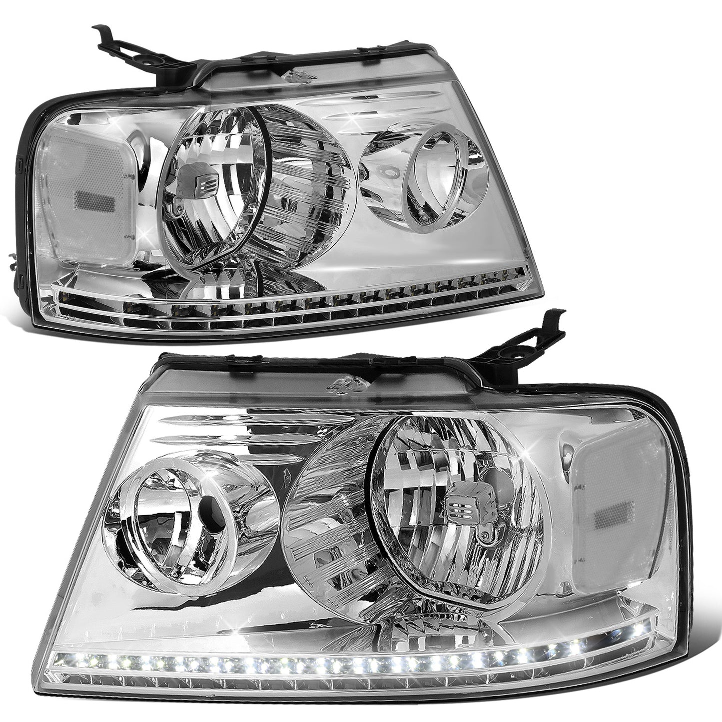 FAROS 04-08 FORD F-150 / 06-08 LINCOLN MARK LT - LED DRL - CHROME HOUSING / CLEAR CORNER