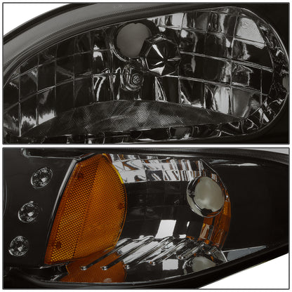 FAROS 94-98 FORD MUSTANG 2-DOOR - 1PC - LED - SMOKE HOUSING / AMBER CORNER - 9007 LOW BEAM / HIGH BEAM