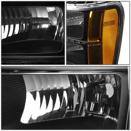 FAROS 07-13 GMC SIERRA 1500 / 07-14 GMC SIERRA 2500 , 3500 2/4-DOOR - LED DRL - BLACK HOUSING / AMBER CORNER - H11 LOW BEAM / 9005 HIGH BEAM