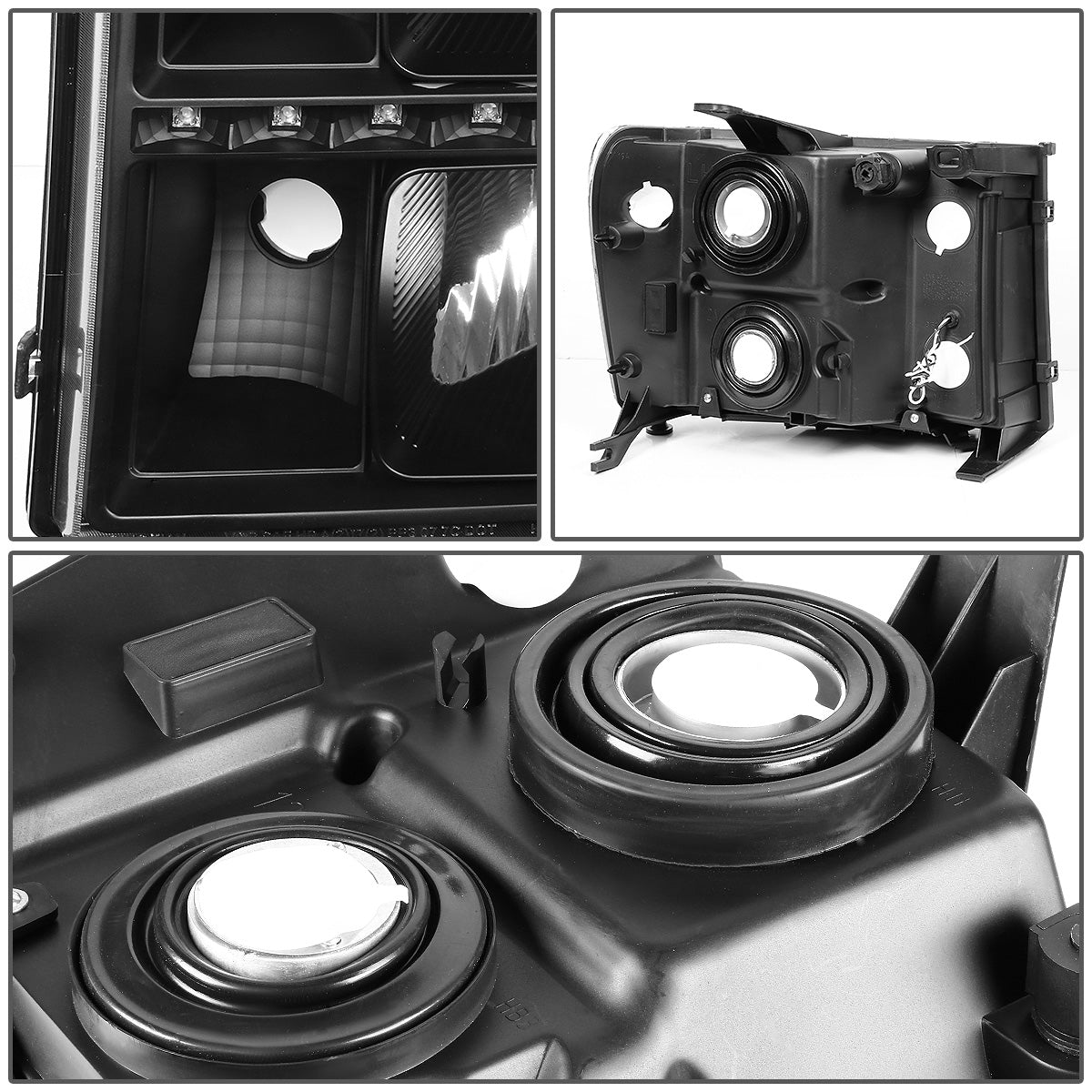 FAROS 07-13 GMC SIERRA 1500 / 07-14 GMC SIERRA 2500 , 3500 2/4-DOOR - LED DRL - BLACK HOUSING / AMBER CORNER - H11 LOW BEAM / 9005 HIGH BEAM