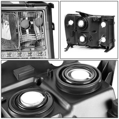 FAROS 07-13 GMC SIERRA 1500 / 07-14 GMC SIERRA 2500 , 3500 2/4-DOOR - LED DRL - CHROME HOUSING / AMBER CORNER - H11 LOW BEAM / 9005 HIGH BEAM