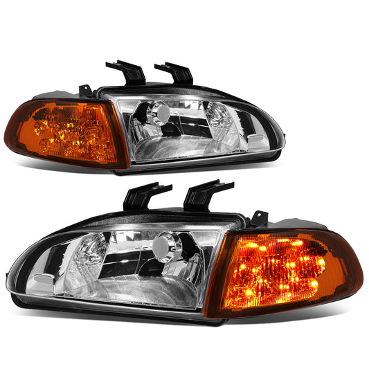 FAROS 92-95 HONDA CIVIC 2/3DR - LED DRL - CHROME HOUSING / AMBER CORNER - H4 HEADLIGHT / LED SIGNAL
