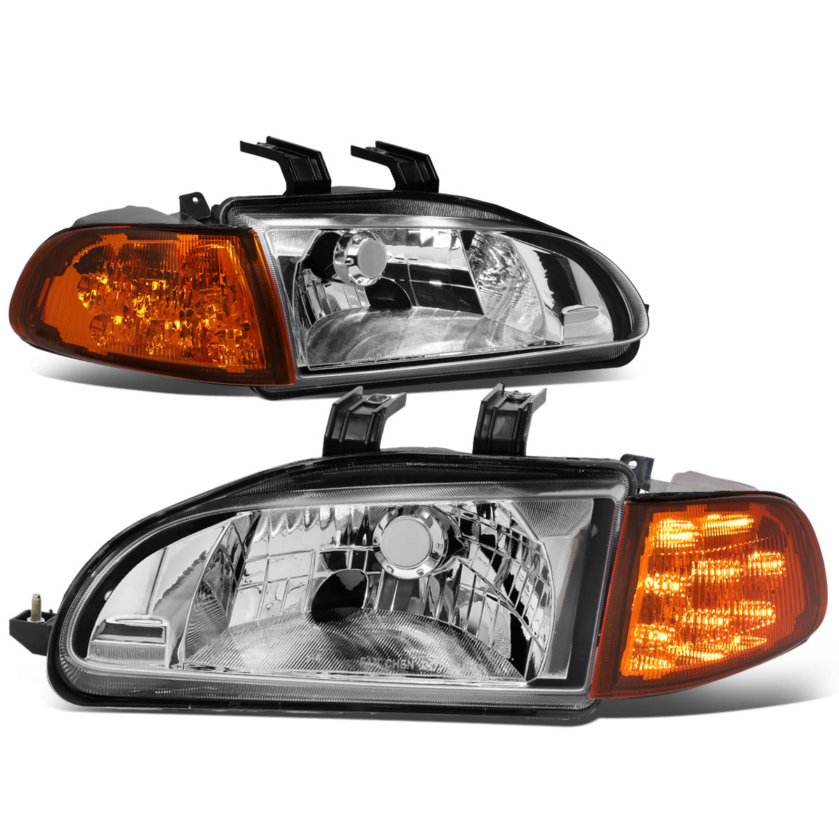 FAROS 92-95 HONDA CIVIC 2/3DR - LED DRL - CHROME HOUSING / AMBER CORNER - H4 HEADLIGHT / LED SIGNAL
