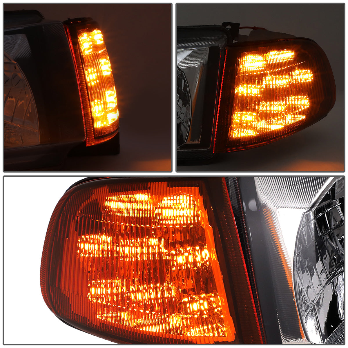 FAROS 92-95 HONDA CIVIC 2/3DR - LED DRL - CHROME HOUSING / AMBER CORNER - H4 HEADLIGHT / LED SIGNAL