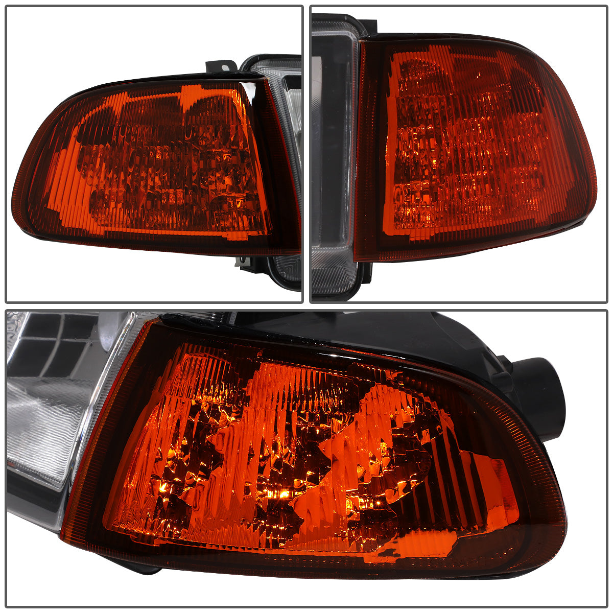 FAROS 92-95 HONDA CIVIC 2/3DR - LED DRL - CHROME HOUSING / AMBER CORNER - H4 HEADLIGHT / LED SIGNAL