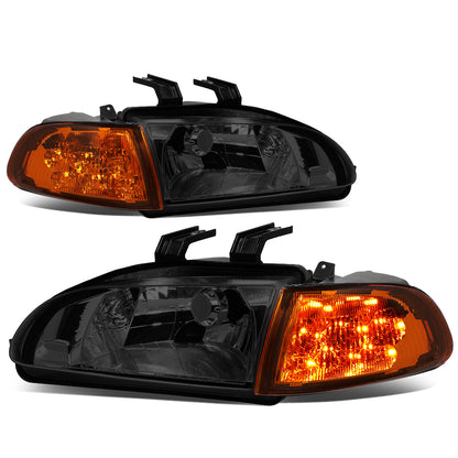 FAROS 92-95 HONDA CIVIC 2/3DR - LED DRL - SMOKE HOUSING / AMBER CORNER - H4 HEADLIGHT / LED SIGNAL