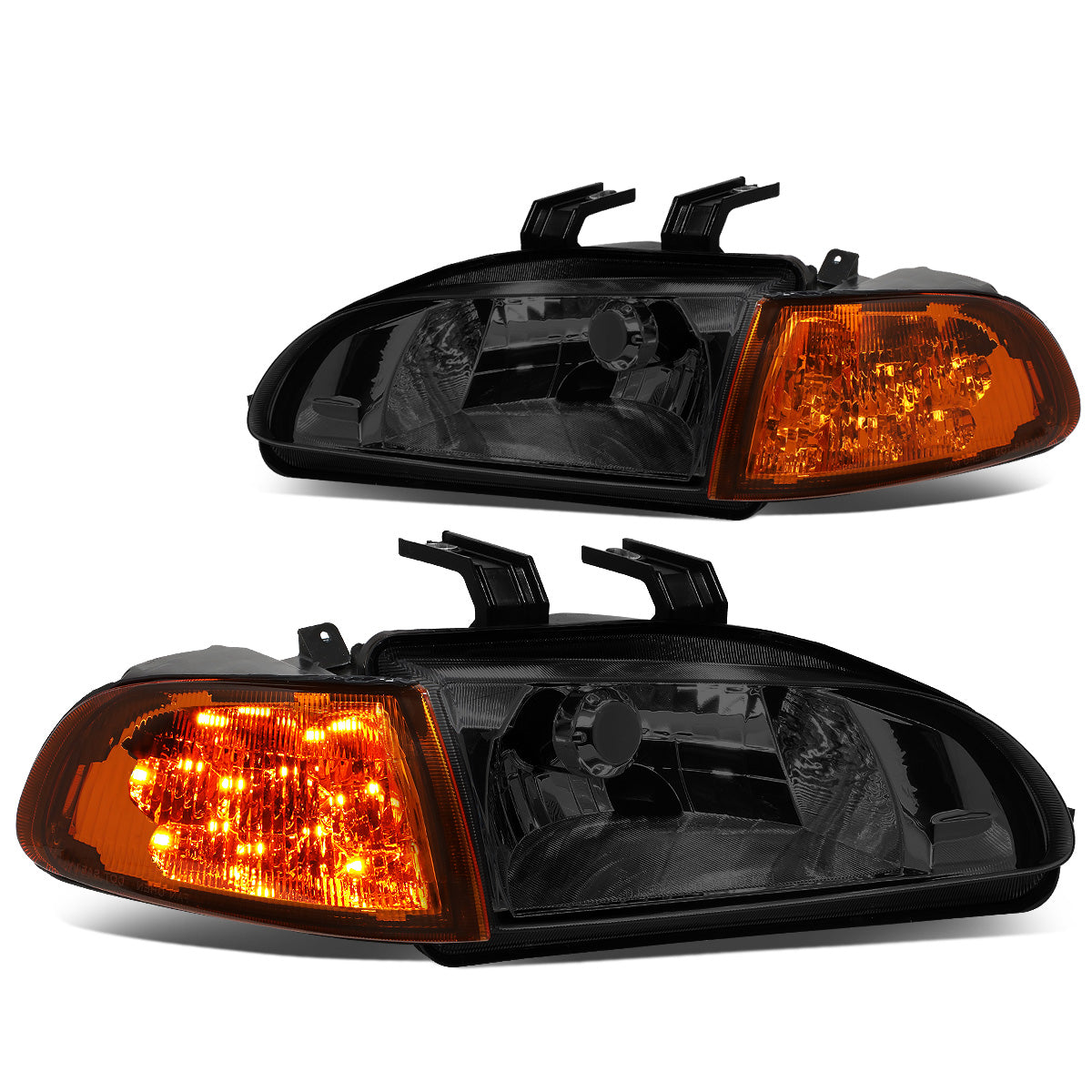 FAROS 92-95 HONDA CIVIC 2/3DR - LED DRL - SMOKE HOUSING / AMBER CORNER - H4 HEADLIGHT / LED SIGNAL