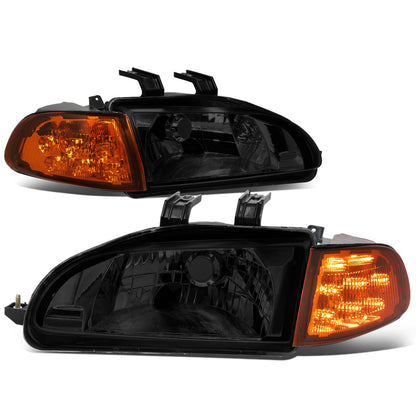 FAROS 92-95 HONDA CIVIC 2/3DR - LED DRL - SMOKE HOUSING / AMBER CORNER - H4 HEADLIGHT / LED SIGNAL
