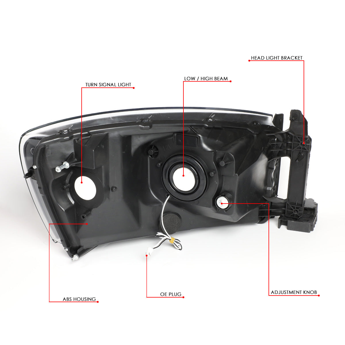 FAROS 06-08 DODGE RAM 1500 / 06-09 DODGE RAM 2500 , 3500 - FITS MODELS WITH HALOGEN HEADLAMPS ONLY - LED DRL - BLACK HOUSING / CLEAR CORNER - H13 LOW BEAM / H13 HIGH BEAM