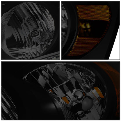 FAROS 06-08 DODGE RAM 1500 / 06-09 DODGE RAM 2500 , 3500 - FITS MODELS WITH HALOGEN HEADLAMPS ONLY - LED DRL - BLACK HOUSING / SMOKE LENS / AMBER CORNER - H13 LOW BEAM / H13 HIGH BEAM