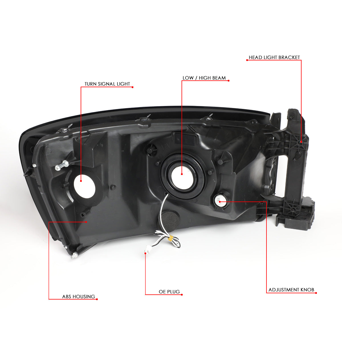 FAROS 06-08 DODGE RAM 1500 / 06-09 DODGE RAM 2500 , 3500 - FITS MODELS WITH HALOGEN HEADLAMPS ONLY - LED DRL - BLACK HOUSING / SMOKE LENS / AMBER CORNER - H13 LOW BEAM / H13 HIGH BEAM