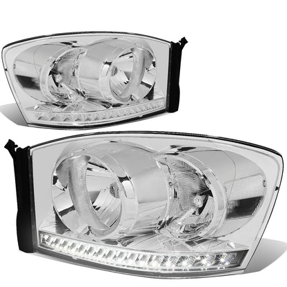 FAROS 06-08 DODGE RAM 1500 / 06-09 DODGE RAM 2500 , 3500 - FITS MODELS WITH HALOGEN HEADLAMPS ONLY - LED DRL - CHROME HOUSING / CLEAR CORNER - H13 LOW BEAM / H13 HIGH BEAM