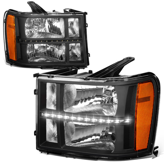 FAROS 07-13 GMC SIERRA 1500 / 07-14 GMC SIERRA 2500, 3500 - DOES NOT FIT 2007 CLASSIC STYLES - LED DRL STRIP - BLACK HOUSING / AMBER CORNER