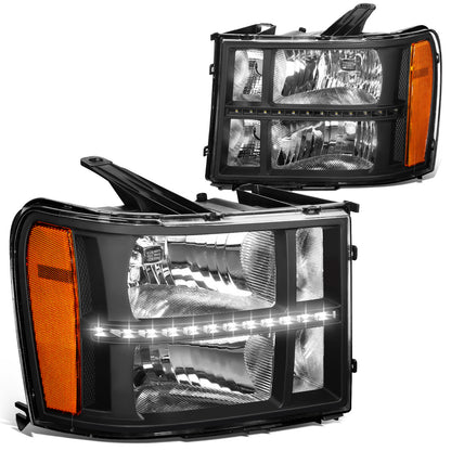 FAROS 07-13 GMC SIERRA 1500 / 07-14 GMC SIERRA 2500, 3500 - DOES NOT FIT 2007 CLASSIC STYLES - LED DRL STRIP - BLACK HOUSING / AMBER CORNER