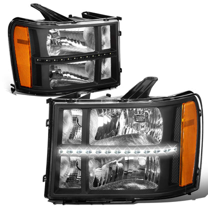 FAROS 07-13 GMC SIERRA 1500 / 07-14 GMC SIERRA 2500, 3500 - DOES NOT FIT 2007 CLASSIC STYLES - LED DRL STRIP - BLACK HOUSING / AMBER CORNER