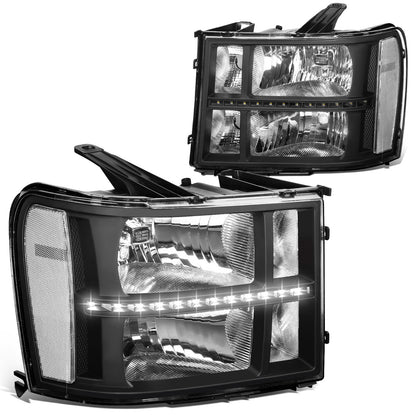 FAROS 07-13 GMC SIERRA 1500 / 07-14 GMC SIERRA 2500, 3500 - DOES NOT FIT 2007 CLASSIC STYLES - LED DRL STRIP - BLACK HOUSING / CLEAR CORNER