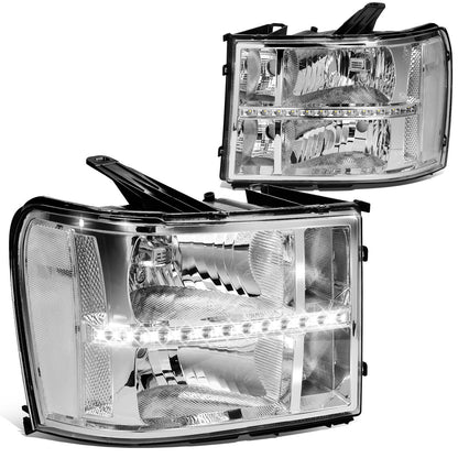 FAROS 07-13 GMC SIERRA 1500 / 07-14 GMC SIERRA 2500, 3500 - DOES NOT FIT 2007 CLASSIC STYLES - LED DRL STRIP - CHROME HOUSING / CLEAR CORNER