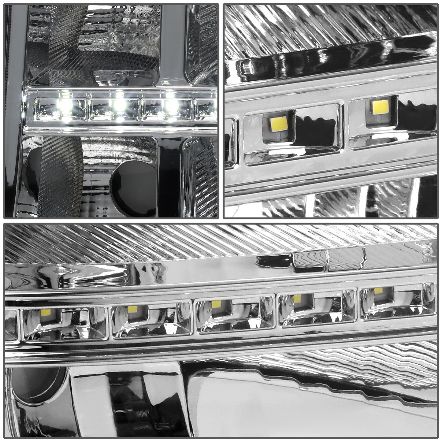 FAROS 07-13 GMC SIERRA 1500 / 07-14 GMC SIERRA 2500, 3500 - DOES NOT FIT 2007 CLASSIC STYLES - LED DRL STRIP - CHROME HOUSING / CLEAR CORNER