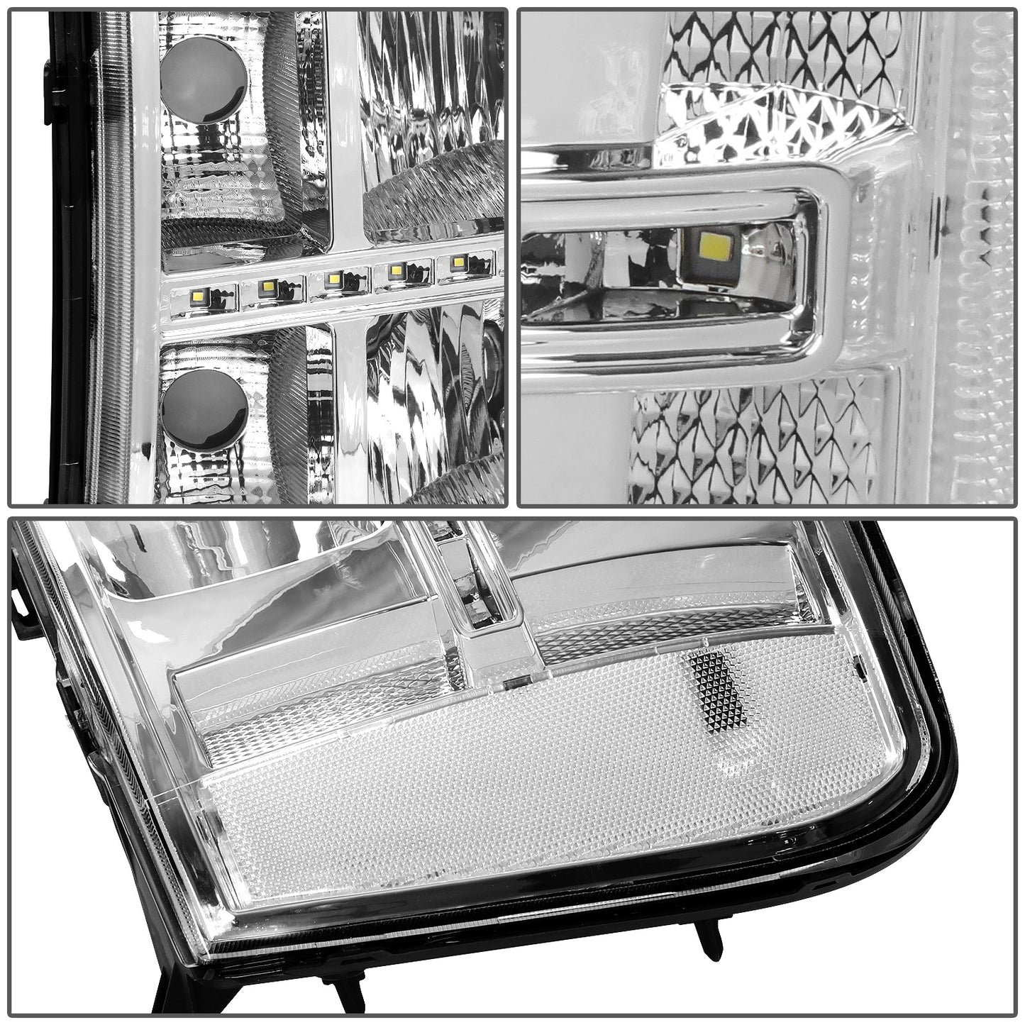 FAROS 07-13 GMC SIERRA 1500 / 07-14 GMC SIERRA 2500, 3500 - DOES NOT FIT 2007 CLASSIC STYLES - LED DRL STRIP - CHROME HOUSING / CLEAR CORNER
