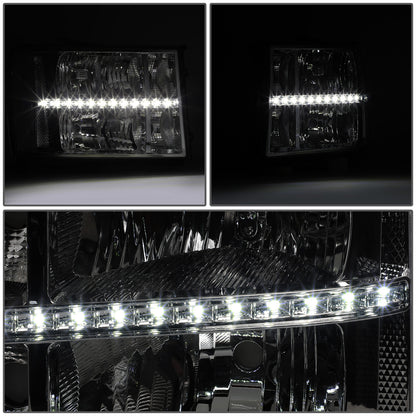 FAROS 07-13 GMC SIERRA 1500 / 07-14 GMC SIERRA 2500, 3500 - DOES NOT FIT 2007 CLASSIC STYLES - LED DRL STRIP - SMOKE HOUSING / CLEAR CORNER