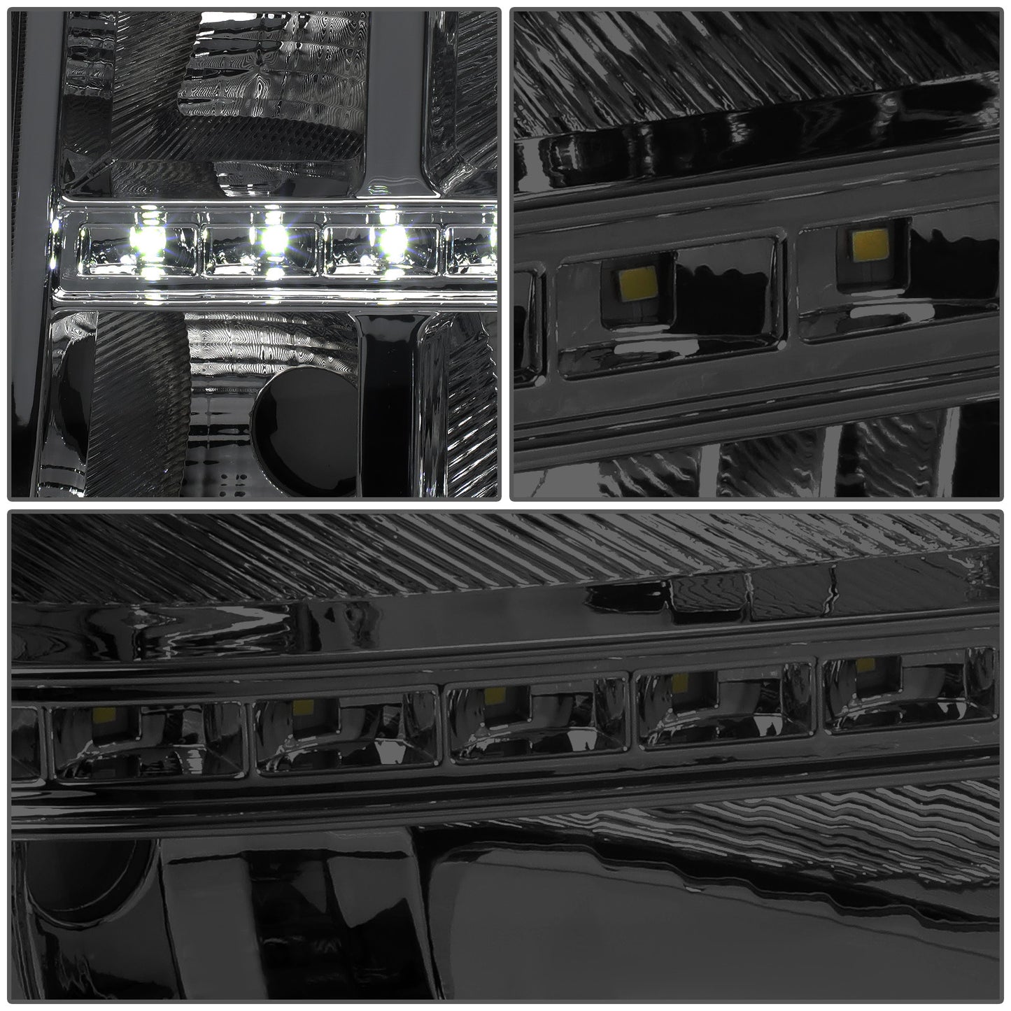 FAROS 07-13 GMC SIERRA 1500 / 07-14 GMC SIERRA 2500, 3500 - DOES NOT FIT 2007 CLASSIC STYLES - LED DRL STRIP - SMOKE HOUSING / CLEAR CORNER