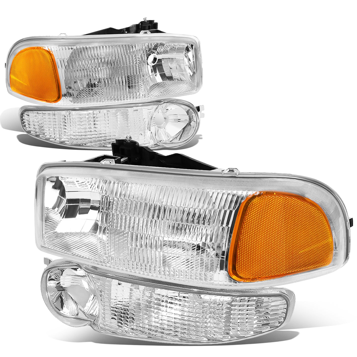 FAROS 01-07 GMC SIERRA/YUKON DENALI - 4PC - OEM STYLE - CHROME HOUSING - 9006 LOW BEAM / 9005 HIGH BEAM