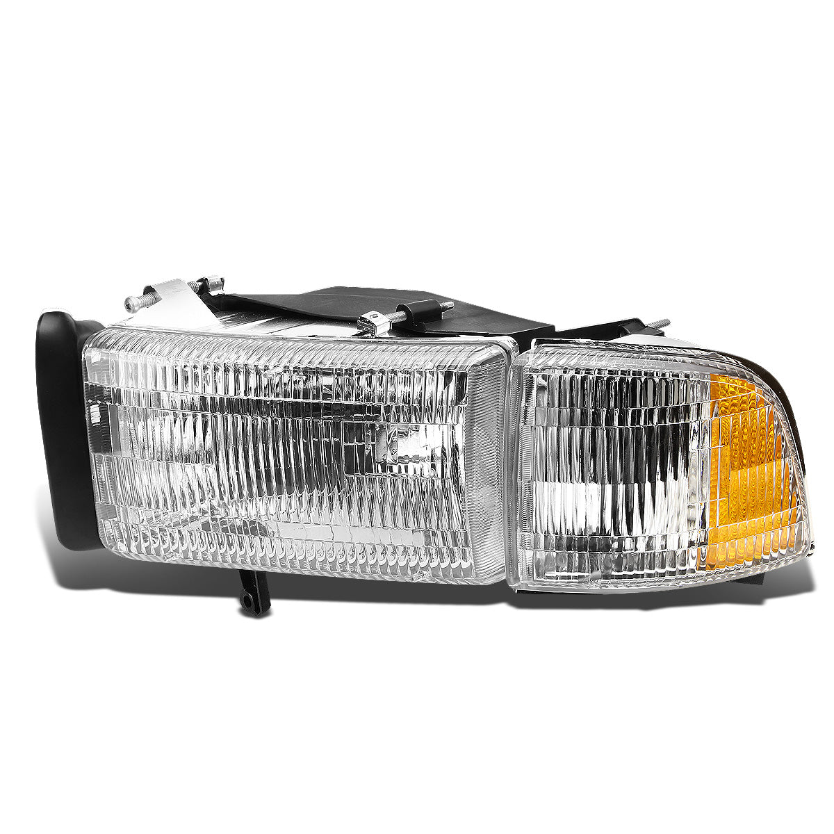 FAROS 94-02 DODGE RAM 2500 , 3500 / 94-01 RAM 1500 2/4-DOOR - DOES NOT FIT SPORT MODEL AND RAM VAN MODELS - LEFT - OEM STYLE - CHROME HOUSING / AMBER CORNER - 9004 LOW BEAM / HIGH BEAM