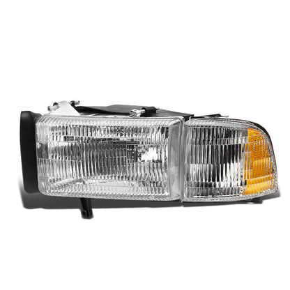 FAROS 94-02 DODGE RAM 2500 , 3500 / 94-01 RAM 1500 2/4-DOOR - DOES NOT FIT SPORT MODEL AND RAM VAN MODELS - LEFT - OEM STYLE - CHROME HOUSING / AMBER CORNER - 9004 LOW BEAM / HIGH BEAM