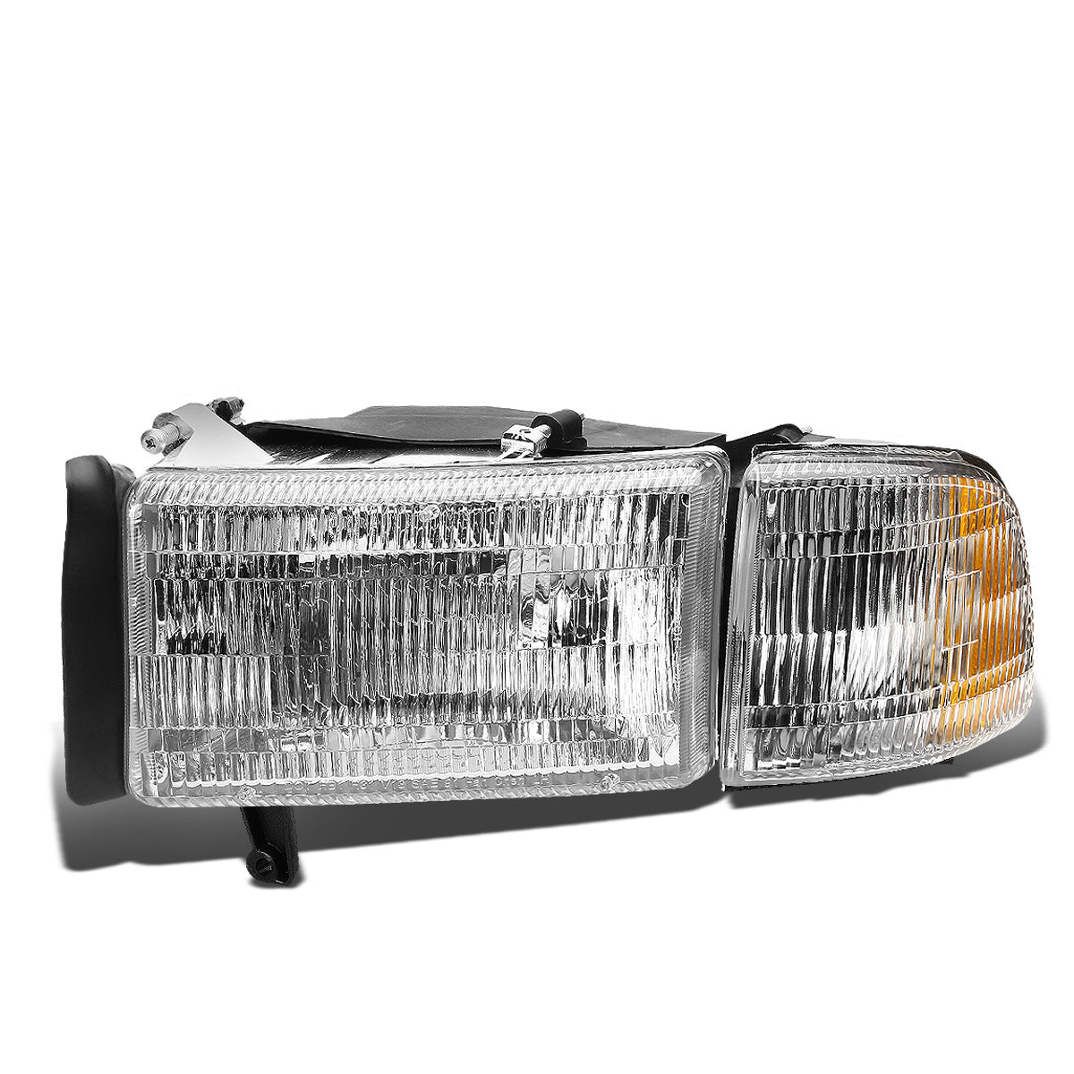 FAROS 94-02 DODGE RAM 2500 , 3500 / 94-01 RAM 1500 2/4-DOOR - DOES NOT FIT SPORT MODEL AND RAM VAN MODELS - LEFT - OEM STYLE - CHROME HOUSING / AMBER CORNER - 9004 LOW BEAM / HIGH BEAM