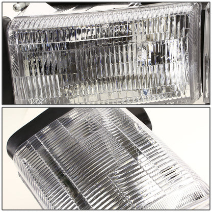 FAROS 94-02 DODGE RAM 2500 , 3500 / 94-01 RAM 1500 2/4-DOOR - DOES NOT FIT SPORT MODEL AND RAM VAN MODELS - LEFT - OEM STYLE - CHROME HOUSING / AMBER CORNER - 9004 LOW BEAM / HIGH BEAM