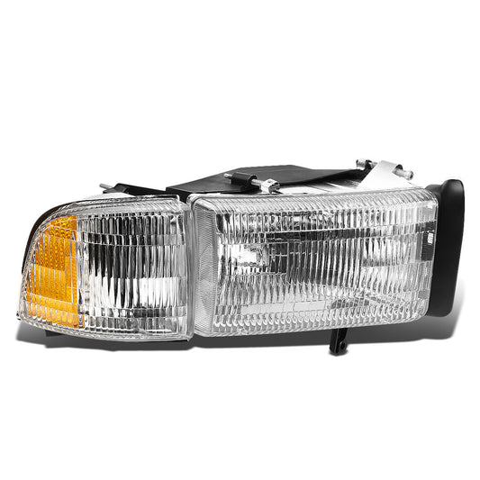 FAROS 94-02 DODGE RAM 2500 , 3500 / 94-01 RAM 1500 2/4-DOOR - DOES NOT FIT SPORT MODEL AND RAM VAN MODELS - RIGHT - OEM STYLE - CHROME HOUSING / AMBER CORNER - 9004 LOW BEAM / HIGH BEAM
