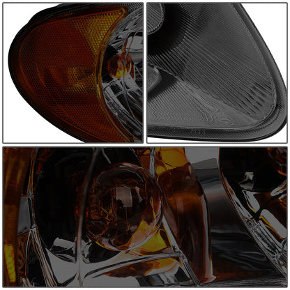 FAROS 01-07 CHRYSLER TOWN & COUNTRY, DODGE CARAVAN, GRAND CARAVAN / 01-03 CHRYSLER VOYAGER - FITS MODELS WITH 113 WHEEL BASE ONLY - LED - 9007 LOW BEAM / HIGH BEAM -  SMOKE HOUSING / AMBER CORNER