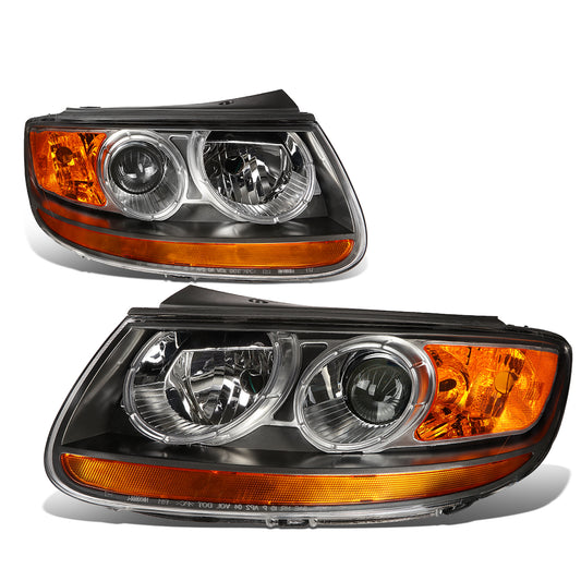 FAROS 07-09 HYUNDAI SANTA FE 4-DOOR - BLACK HOUSING / AMBER CORNER - H11 LOW BEAM / H1 HIGH BEAM