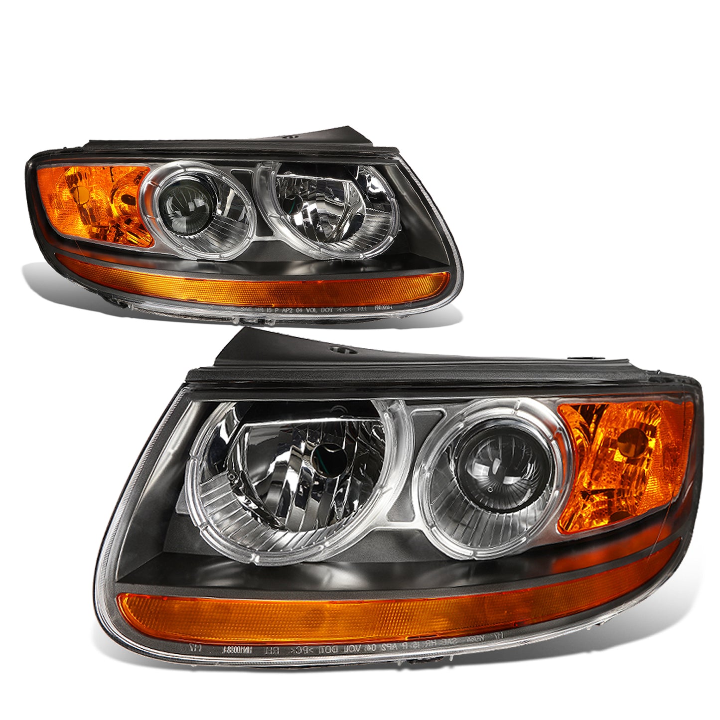 FAROS 07-09 HYUNDAI SANTA FE 4-DOOR - BLACK HOUSING / AMBER CORNER - H11 LOW BEAM / H1 HIGH BEAM