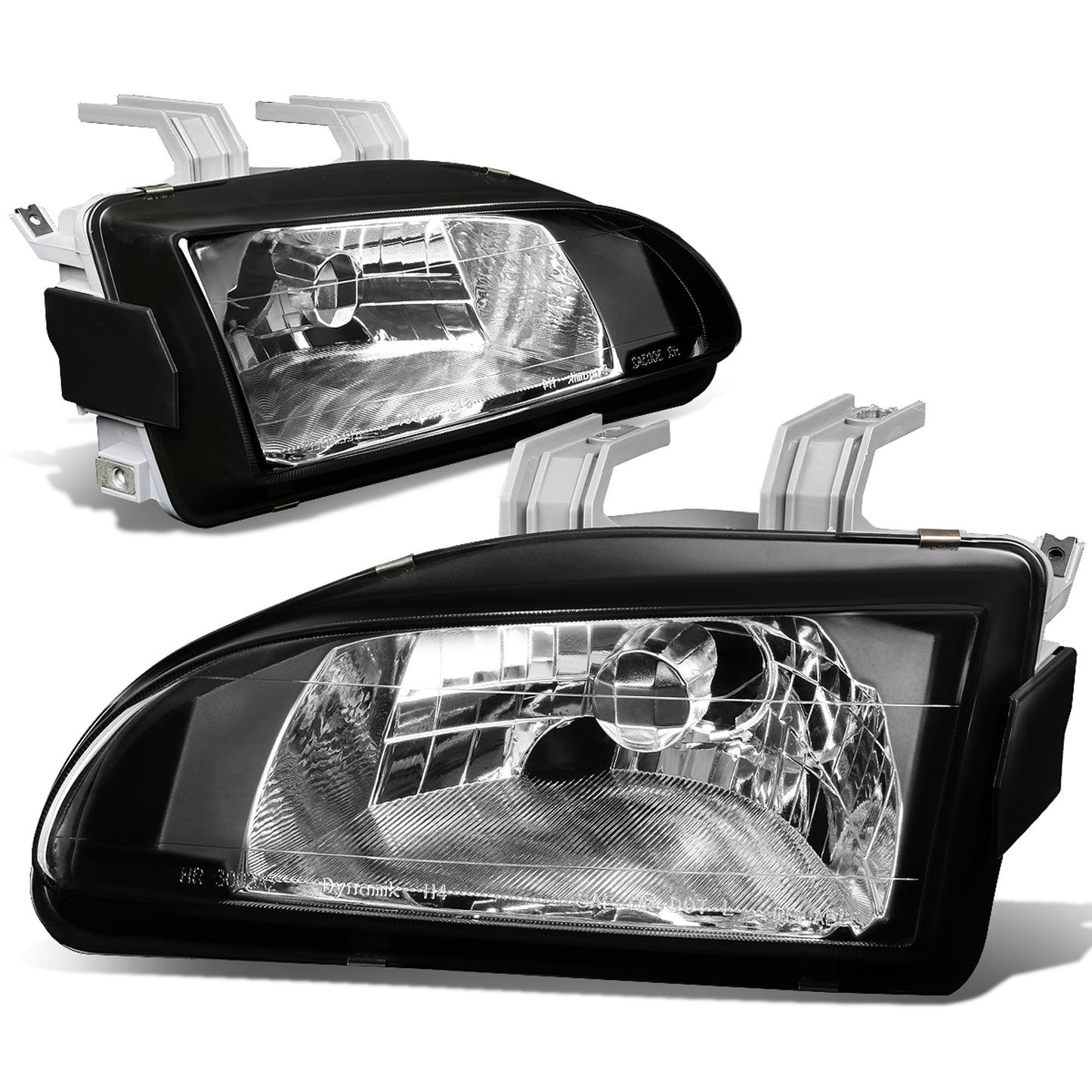 FAROS 92-95 HONDA CIVIC 2/3/4-DOOR - 2PC - BLACK HOUSING  - H4 LOW BEAM / HIGH BEAM