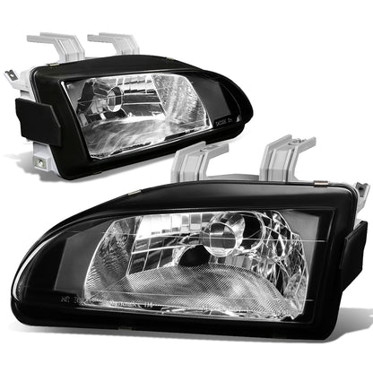 FAROS 92-95 HONDA CIVIC 2/3/4-DOOR - 2PC - BLACK HOUSING  - H4 LOW BEAM / HIGH BEAM