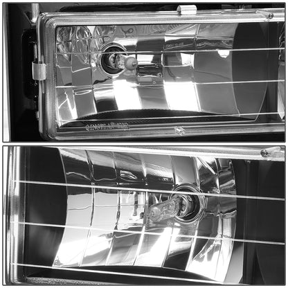 FAROS 94-00 GMC C10 - 8PC 2/4-DOOR - BLACK HOUSING / AMBER CORNER - 9006 LOW BEAM / 9005 HIGH BEAM