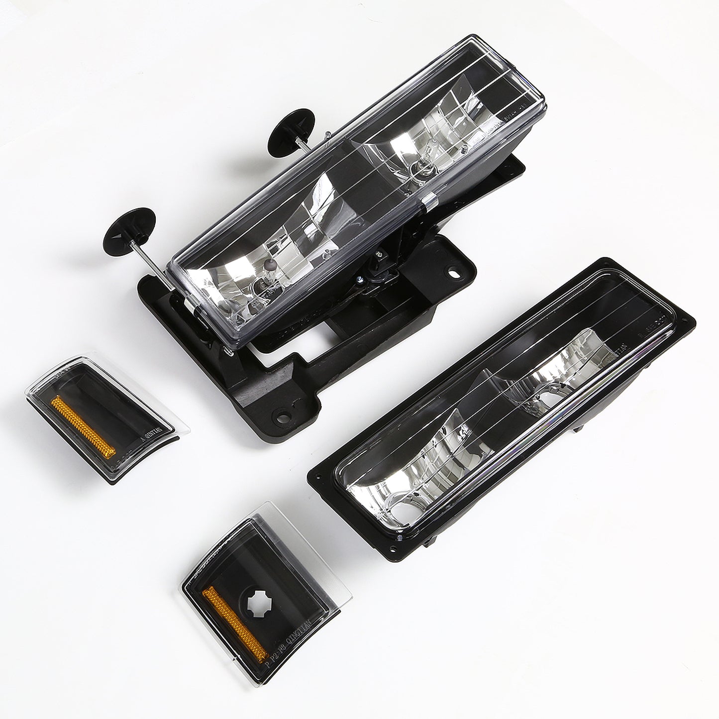 FAROS 94-00 GMC C10 - 8PC 2/4-DOOR - BLACK HOUSING / AMBER CORNER - 9006 LOW BEAM / 9005 HIGH BEAM